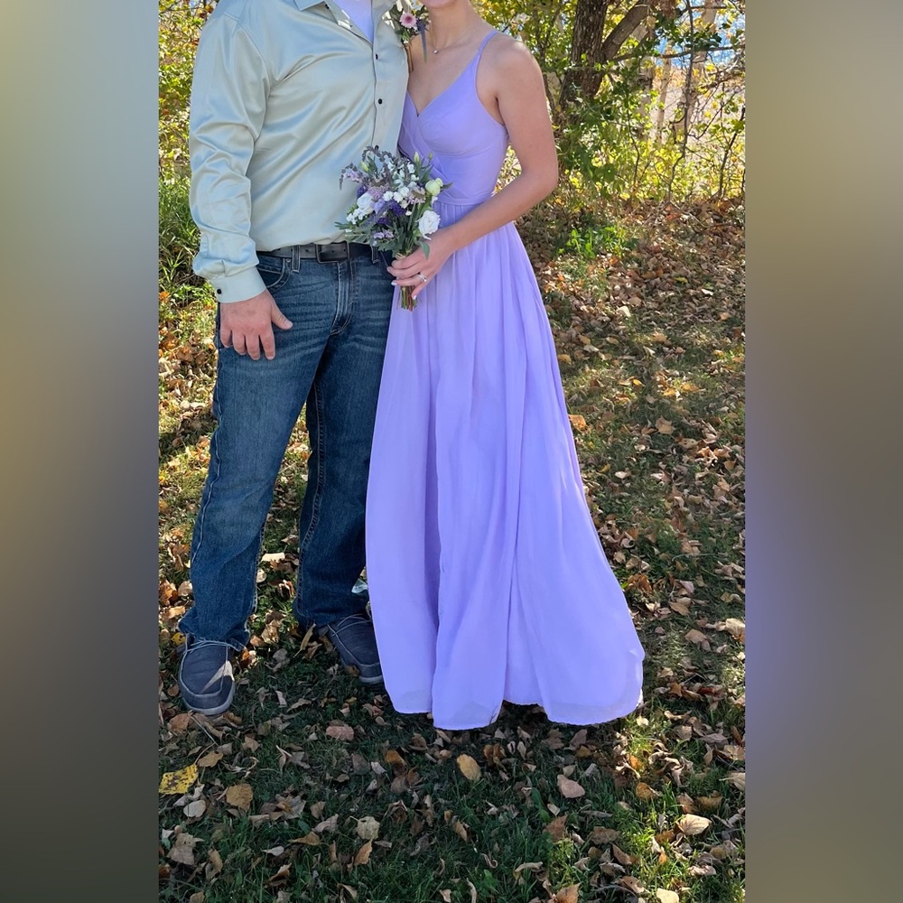 Azazie Dominic Lilac bridesmaid dress
